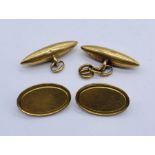 A pair of 18ct gold cufflinks A/F weight 8.6g