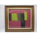 An abstract acrylic painting after James Hull (1921-1990) signed "Hull, '55", 40cm x 46cm