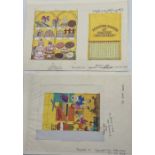 A set of original artwork for a 1997 Tesco Foodhall display on the theme of a confectioners