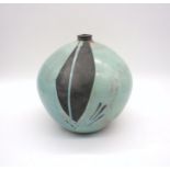 A Raku pottery vessel by Andrew Berends, from the estate of Michael Morgan, approximate diameter