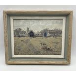 Diana Marsden (b.1943) Oil on board showing a village scene - overall framed size 31cm x 38cm