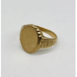 A 9ct gold signet ring, weight 6.2g