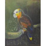 An oil on board painting of a Parakeet. Overall size 93cm x 74cm