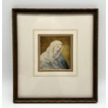 A 19th century unsigned watercolour of the Virgin Mary - possibly originally part of a larger work