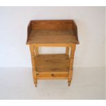 A pine washstand, with single drawer.