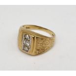 A 9ct gold and diamond signet ring, weight 6.1g