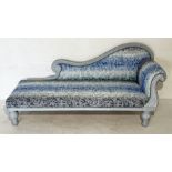 A Victorian painted and upholstered chaise longue