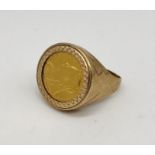An 1894 half sovereign ring set in 9ct gold, total weight 11g