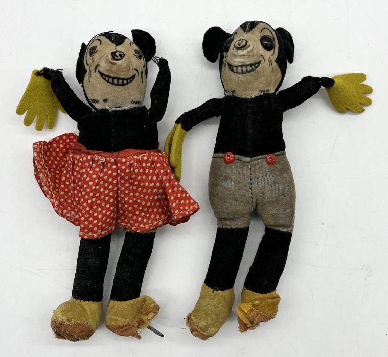 Deans rag book felt Mickey and Minnie Mouse C.1930's approximately 17cm long - some losses as shown