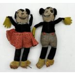 Deans rag book felt Mickey and Minnie Mouse C.1930's approximately 17cm long - some losses as shown