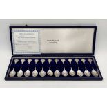 A John Pinches, London Ltd edition boxed set of 12 Zodiac spoons. Sculpted by David Cornell,