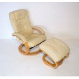 A stressless style armchair and footstool.