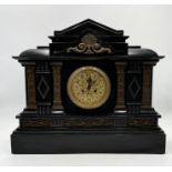 A large French slate mantle clock