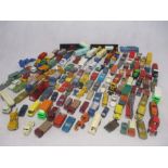A collection of loose die-cast vehicles including Lesney, Majorette, Matchbox, Lledo, Corgi etc