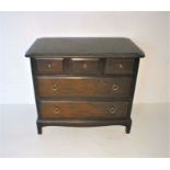 A Stag chest of five drawers, length 81cm, height 72cm.