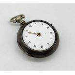 A hallmarked silver pair cased watch, the fusee movement signed Jacob Massy, Leicesterfields,