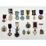 A collection of mostly silver and enamel Masonic jewels including Supreme Grand Chapter Assistant