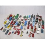 A collection of various loose die-cast vehicles including Corgi, Dinky, Lesney, Spot-On Tri-Ang etc