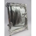 A silver plated Art Nouveau mirror, height 36.5cm