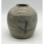 A Chinese stoneware blue and white ginger jar - approx 15cm high