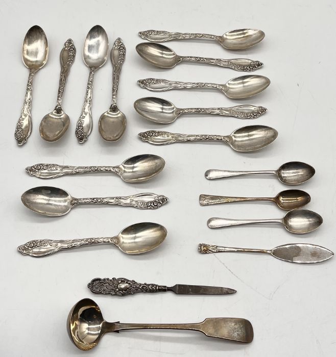 A collection of Sterling and hallmarked silver cutlery, total weight 379.3g