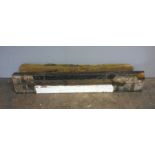 Two weathered wooden beams, length 143cm.