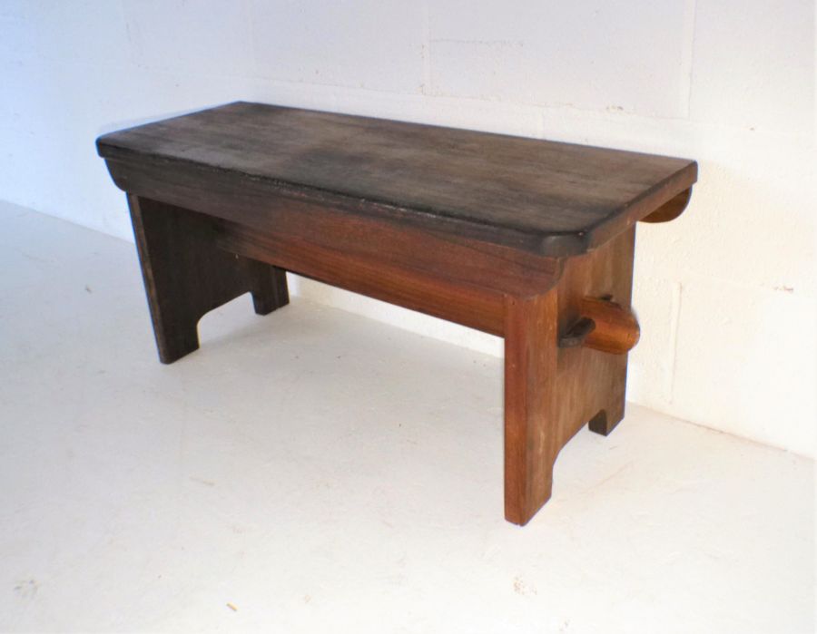A small wooden bench, length 96cm, height 43cm. - Image 3 of 5