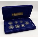 A Pobjoy cased set of silver 1977 Silver Jubilee Isle of Man coins with £40 note