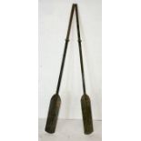 Two vintage wooden oars - length 191cm