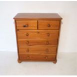 A pine chest of six drawers, length 80cm, height 94cm.