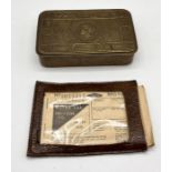 A Queen Mary Christmas 1914 tin along with a fuel ration book