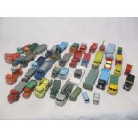 A collection of die-cast lorries/trucks including a selection of flat-bed lorries, Corgi snow truck,