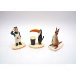 Three vintage Carlton Ware ceramic Guinness figures including a kangaroo, toucan with pint of