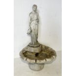 A concrete Henri Studio Palatine ornamental birdbath with figure of a classical lady carrying a ewer