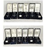A set of boxed Caithness 12 days of Christmas goblets 18.5cm high 1975-1986 (11 with certificates)