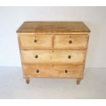 A Georgian pine chest of four drawers with faux bamboo edging and feet, original painted