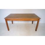 A rustic pine kitchen table, 163cm x 98cm.