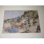 Unframed coloured lithograph after John Leech (1817-1864) The Mermaid`s Haunt depicting ladies