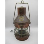 A Murray & Co copper "Not Under Command" ships lantern with glass centre and metal handle -