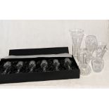 A collection of cut glass including a boxed set of six Argyle Crystal wine glasses