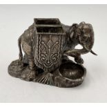 A silver plated elephant with makers mark to bottom edge - possibly once part of a larger cruet set