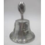 A Second World War, benevolent fund cast aluminium victory bell. Decorated in profile with the