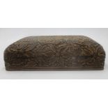 An Indian carved walnut box. 20cm x 13cm, height 6cm.