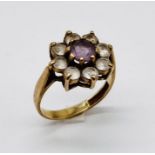 A 9ct gold pale amethyst cluster ring