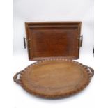 Three vintage wooden trays