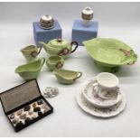 A collection of china including Carltonware cabbage leaf pattern, Wedgwood, Royal Albert Beatrix