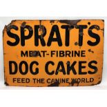 A vintage enamel sign for Spratt's Dog Cakes - 76cm x 50.5cm