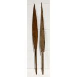 Two Polynesian spear paddles, length of longest 141cm