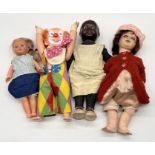 A collection of four vintage dolls