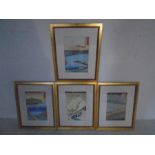 A set of four framed Japanese prints